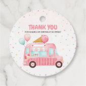 ピンクアイスクリームトラックはこちらスクープ誕生日 フェイバータグ (正面)