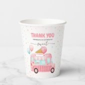 ピンクアイスクリームトラックはこちらスクープ誕生日 紙コップ (裏面)