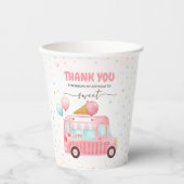 ピンクアイスクリームトラックはこちらスクープ誕生日 紙コップ (正面)
