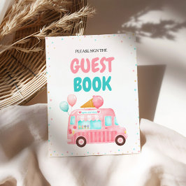 ピンクアイスクリームトラックゲストブック 台座サイン
