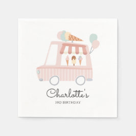 ピンクアイスクリームトラック誕生日パーティーの装飾 スタンダードカクテルナプキン