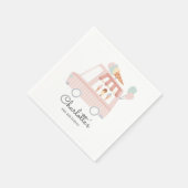 ピンクアイスクリームトラック誕生日パーティーの装飾 スタンダードカクテルナプキン (角)