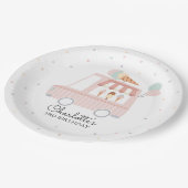 ピンクアイスクリームトラック誕生日パーティーの装飾 ペーパープレート (アングル)