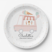 ピンクアイスクリームトラック誕生日パーティーの装飾 ペーパープレート (正面)