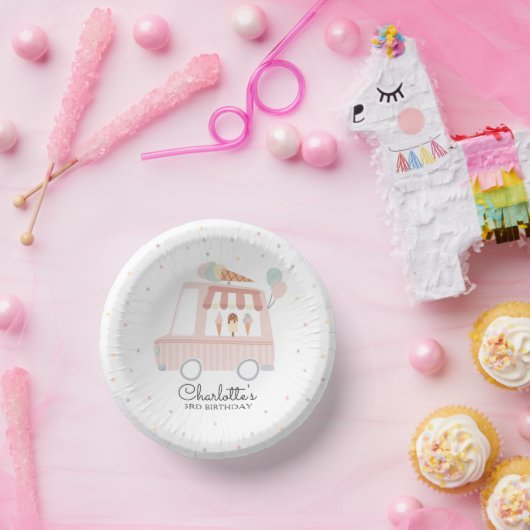ピンクアイスクリームトラック誕生日パーティーの装飾 ペーパーボウル (パーティー)