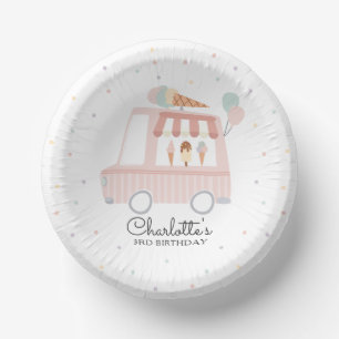 ピンクアイスクリームトラック誕生日パーティーの装飾 ペーパーボウル