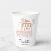 ピンクアイスクリームトラック誕生日パーティーの装飾 紙コップ (正面)
