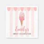 ピンクアイスクリームバースデーパーティナプキンス スタンダードカクテルナプキン (正面)