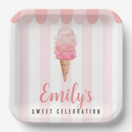 ピンクアイスクリームバースデーパーティー紙プレート ペーパープレート