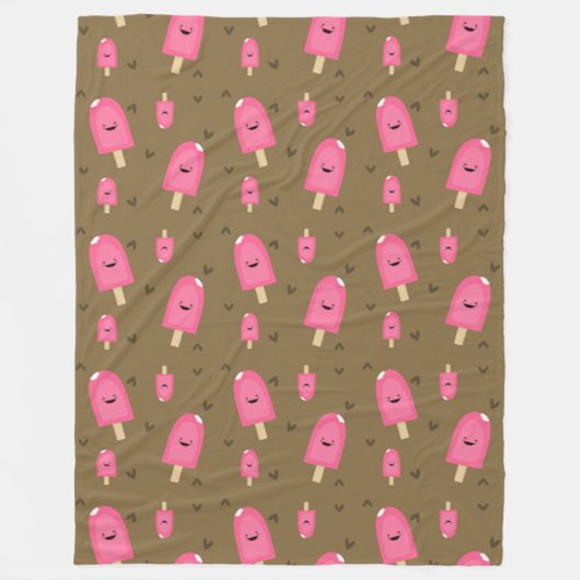 ピンクアイスクリームバー フリースブランケット (正面)