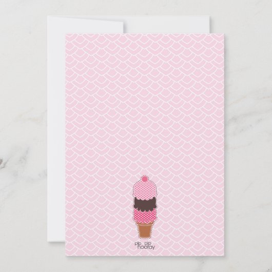 ピンクアイスクリームパーティーガールズ誕生日招待状 招待状 (裏面)