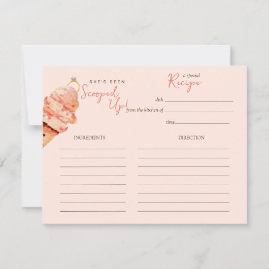 ピンクアイスクリームブライダルシャワーレシピカード 招待状 (正面)