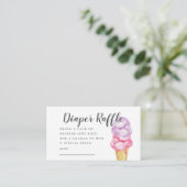 ピンクアイスクリームベビーシャワーおむつラッフルチケット エンクロージャーカード (スタンド正面)