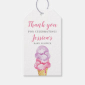 ピンクアイスクリームベビーシャワーギフトラベル ギフトタグ (正面)