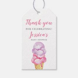 ピンクアイスクリームベビーシャワーギフトラベル ギフトタグ