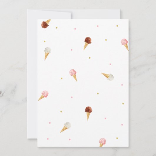 ピンクアイスクリームベビーシャワー 招待状 (裏面)