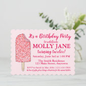 ピンクアイスクリームポップシクル誕生日パーティーシャワー 招待状 (スタンド正面)