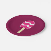 ピンクアイスクリームポップシクル誕生日パーティー ペーパープレート (アングル)