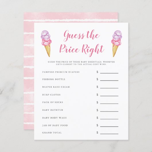 ピンクアイスクリーム価格を推測する右ゲーム (正面/裏面)