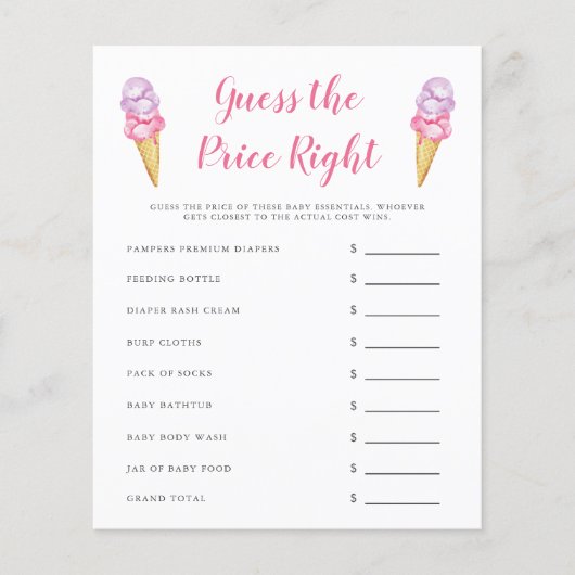 ピンクアイスクリーム価格を推測する右ゲーム (正面)