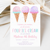ピンクアイスクリーム第4誕生日 招待状