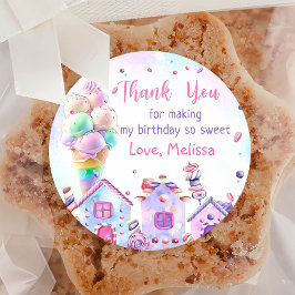 ピンクアイスクリーム誕生日クラシックラウンドステッカー ラウンドシール