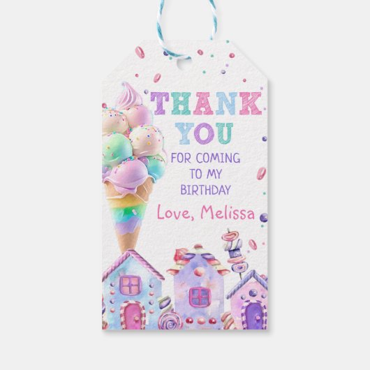 ピンクアイスクリーム誕生日サンキューギフトラベル ギフトタグ (裏面)
