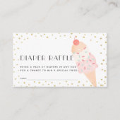 ピンクアイスクリーム金ゴールドおむつラッフルチケット エンクロージャーカード (正面)