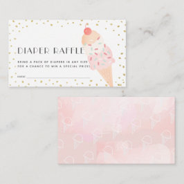 ピンクアイスクリーム金ゴールドおむつラッフルチケット エンクロージャーカード
