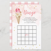 ピンクアイスクリーム金ゴールドグリッターベビーシャワービンゴゲーム (正面/裏面)