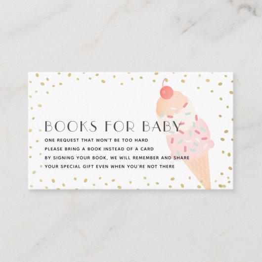 ピンクアイスクリーム金ゴールド赤ちゃんシャワー予約リクエスト エンクロージャーカード (正面)