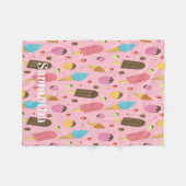 ピンクアイスクリーム パターン 名前入り フリースブランケット (正面(横))
