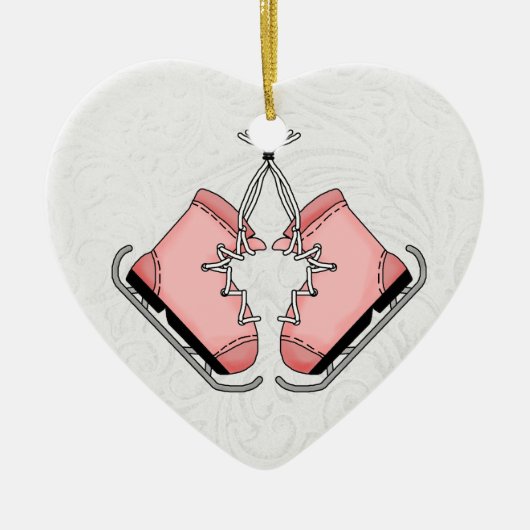 ピンクアイススケートがあなたの姿スケーターのために～ セラミックオーナメント (正面)