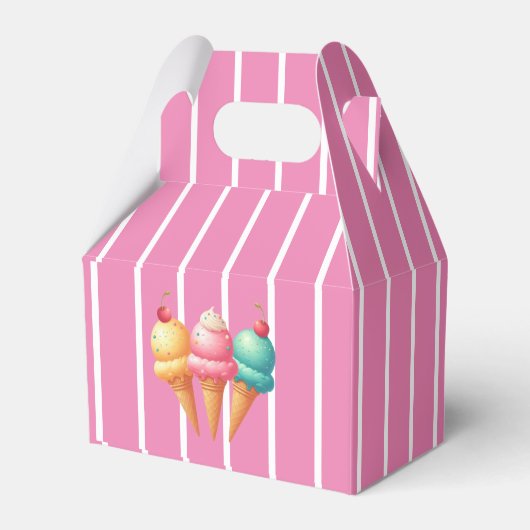 ピンクアイスストライプのクリーム フェイバーボックス (正面サイド)