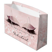ピンクアイズラッシュ赤面メイクアップグリッターブライダル ラージペーパーバッグ (裏面アングル)