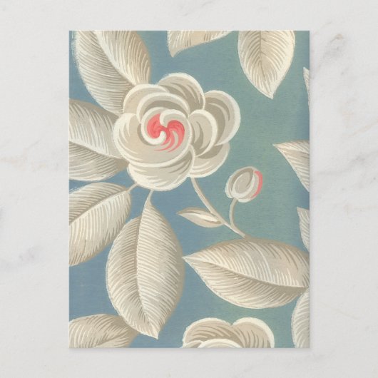 ピンクアイバラヴィンテージ壁紙 ポストカード (正面)