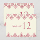 ピンクアイボリーアラベスクダマスクテーブル番号カード ポストカード (正面/裏面)