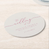 ピンクアイボリーウェディングパーティー ラウンドペーパーコースター (アングル)