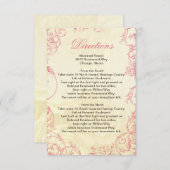 ピンクアイボリーバラビンテージ結婚式詳細カード エンクロージャーカード (正面/裏面)