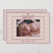 ピンクアイボリーフォト《キリスト教》洗礼式や命名式 招待状 (正面/裏面)