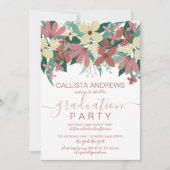 ピンクアイボリーフローラグリーンリーブーケ卒業 招待状 (正面)