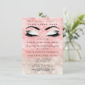 ピンクアイボリーメイクアップホワイトグリッター16ブライダルシャワー 招待状 (スタンド正面)