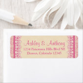 ピンクアイボリーレース結婚の住所の宛名ラベル ラベル (インサイチュ)