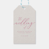 ピンクアイボリー結婚のスクリプト ギフトタグ (裏面)