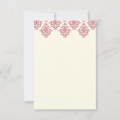 ピンクアイボリー アラベスク ダマスク フラワー ウェディング RSVP 招待状 (裏面)