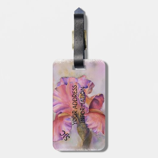ピンクアイリスパーソナライズされたラゲッジタグ ラゲッジタグ (裏面縦)