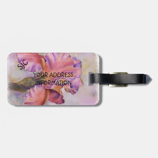 ピンクアイリスパーソナライズされたラゲッジタグ ラゲッジタグ (裏面横)