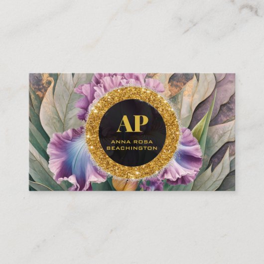 *~ピンクアイリスQR AP10花金ゴールド名刺 名刺 (正面)