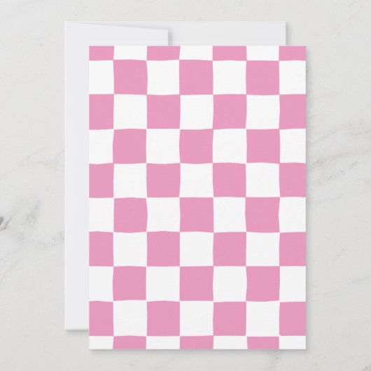 ピンクアイリーハッピーハッピーピー顔子供の誕生日パーティー 招待状 (裏面)