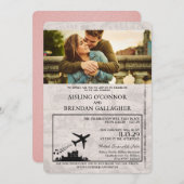 ピンクアイルランドパスポート結婚式招待状 招待状 (正面/裏面)